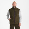Tarmac Green Deerhunter Mens Eagle Fleece Waistcoat On Model