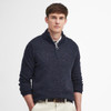 Navy Barbour Mens Tainsbury Half Zip Knitted Jumper On Model