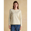 Blue/Yellow Stripe Joules Womens Harbour Striped Top On Model