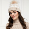 Camel Cream Holland Cooper Beatrice Bobble Hat On Model
