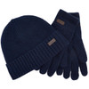 Navy Barbour Mens Carlton Beanie & Gloves Gift Set