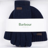 Navy Barbour Mens Carlton Beanie & Gloves Gift Set Boxed