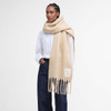 Oatmeal Barbour Womens Ellison Scarf On Model