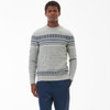 Light Grey Barbour Mens Essential Fairisle Crew Neck Sweater On Model