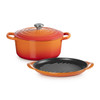 Le Creuset Cast Iron 2 Piece Set  22cm Round Casserole & 25cm Round Grill 