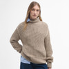 Camel Barbour Womens Rockcliffe Knitted Jumper Model Front