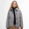 Sky Micro Check Barbour Womens Cassidie Quilt Jacket Model Front