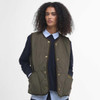 Deep Olive/Ancient Tartan Barbour Womens Cecily Gilet Model Front