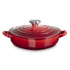 Cerise Le Creuset 20cm Cast Iron Heart Shallow Casserole Dish Side Angle