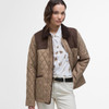 Military Brown Barbour Womens Keeper Wear Quilted Jacket Model Front