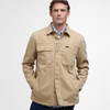 Dark Stone Barbour Mens Lingfield Canvas Overshirt Front