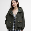 Olive/Ancient Tartan Barbour Womens Mae Showerproof Jacket Front