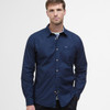 Navy Barbour Mens Irvine Textured Tailored Shirt Front