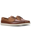 Dark Tan Leather Clarks Mens Bratton Boat Shoe