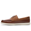 Dark Tan Leather Clarks Mens Bratton Boat Shoe