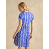 Blue Floral Joules Womens Short Nia V-Neck Dress On Model Back