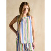 Multi Stripe Joules Womens Cove Linen Striped Vest Top On Model Detail