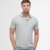 Mist Barbour Mens Drayton Linen Tailored Fit Polo Shirt Front