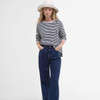 Navy Stripe Barbour Womens Marine Stripe Knitted Jumper On Model