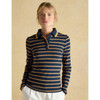 Navy/Tan Joules Womens Fairfield Long Sleeve Polo Shirt On Model