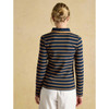 Navy/Tan Joules Womens Fairfield Long Sleeve Polo Shirt On Model Back