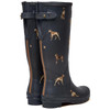 Navy Joules Womens Welly Print Tall Wellies Back