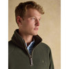 Dark Green Joules Mens Heritage Fleece 1/4 Zip Jumper On Model