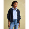 Navy Joules Womens Rafferty Cable Knit Cardigan On Model