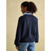 Navy Joules Womens Rafferty Cable Knit Cardigan On Model Rear