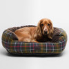 Classic Tartan Barbour Dog Snuggle Bed With Dog