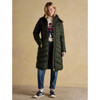 Khaki Green Joules Womens Pembury Showerproof Longline Padded Coat