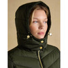Khaki Green Joules Womens Pembury Showerproof Longline Padded Coat Hood