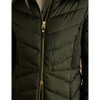 Khaki Green Joules Womens Pembury Showerproof Longline Padded Coat Zip Detail