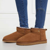 Tan Holland Cooper Womens Ultra Mini Shearling Boot On Model Detail