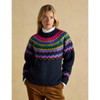 Navy Joules Womens Charlie Fair Isle Jumper On Model