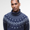 Navy Barbour Mens Hewton Roll Neck Jumper Collar
