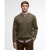 Olive Barbour Mens Kelson V-Neck Knitted Sweater Front
