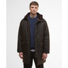Dark Brown Barbour Mens Beaudale Wax Trench Coat Front