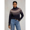 Ink Navy Holland Cooper Womens Rebecca Roll Neck Fair Isle Knit Jumper On Model
