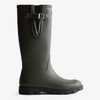 Dark Olive/Black Hunter Field Downpour Adjustable Wellington Boot Side
