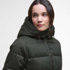 Olive/Classic Barbour Womens Begonia Puffer Jacket hood