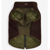 Olive/Brown Reversed Barbour Reversible Quilt/Borg Fleece Dog Coat underneath