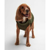 Olive/Brown Barbour Reversible Quilt/Borg Fleece Dog Coat on dog front
