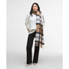 Hessian Navy Tartan Barbour Womens Deanna Tartan Scarf on model