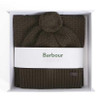 Dark Olive Barbour Mens Ramside Beanie and Scarf Gift Set