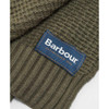 Dark Olive Barbour Mens Ramside Beanie and Scarf Gift Set Badge