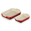 Le Creuset Stoneware Set of 2 Rectangular Dishes in Cerise