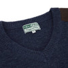 Storm Blue Marl Hoggs Of Fife Mens Melrose II V-Neck Pullover Collar
