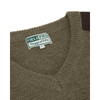Meadow Green Marl Hoggs Of Fife Mens Melrose II V-Neck Pullover Collar