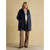 Navy Joules Womens Portwell Cosy Waterproof Coat On Model Full length